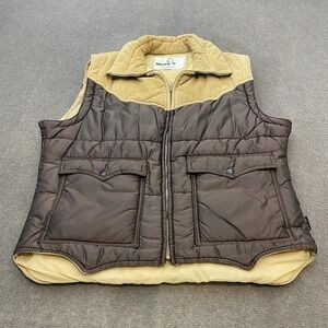Vintage Pacific Trail Puffer Vest Mens L Corduroy Full Zip Jacket Retro 80s 70s